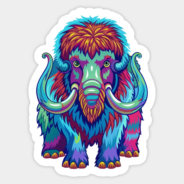 Psychedelic Woolly Mammoth Sticker by The WYLD Tribe